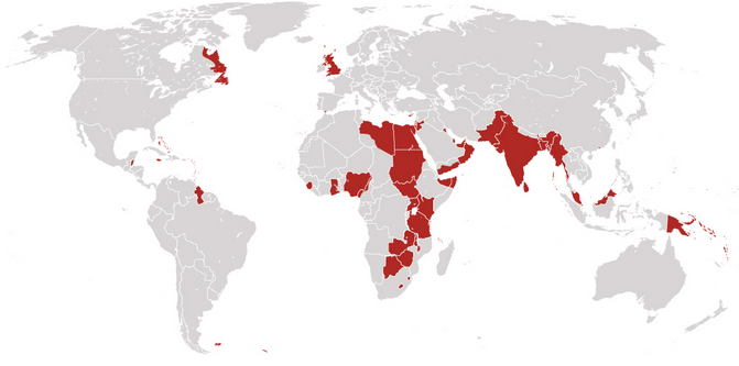 Map of the British Empire in 1945